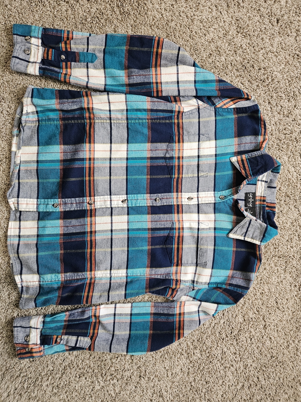 Women's Plaid Button-Up Shirt - Teal & Navy